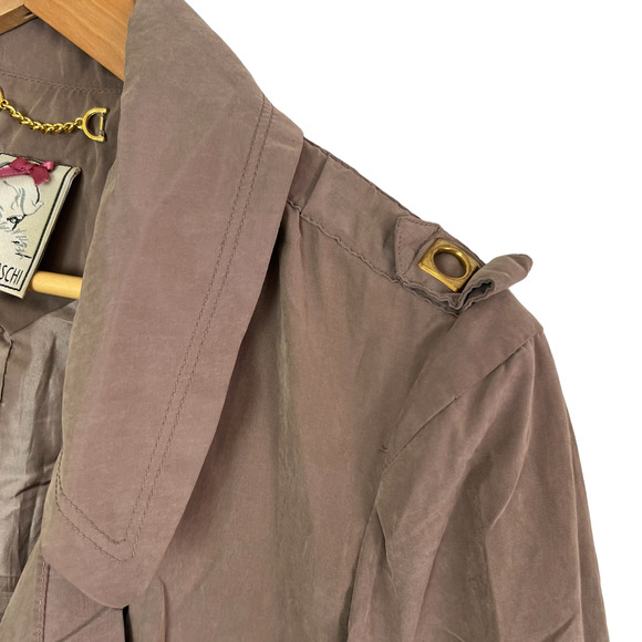 Yoana Baraschi Trench Coat Chocolate Drawstring‎ Waist Pockets Lined Size 6 - Picture 5 of 11